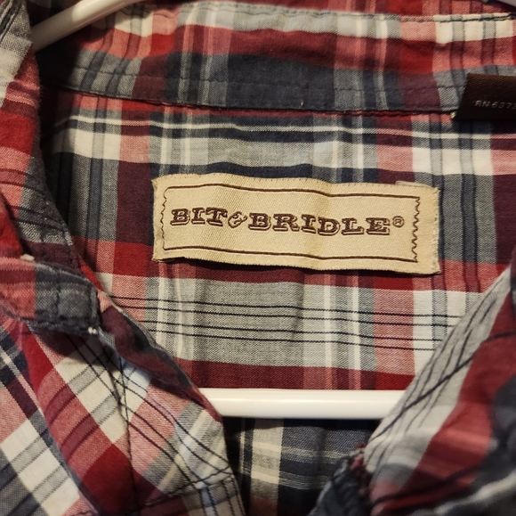Bit & Bridal plaid button up shirt Size Medium - Picture 3 of 6